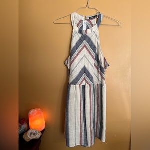 Chevron & Striped Round Neck Romper